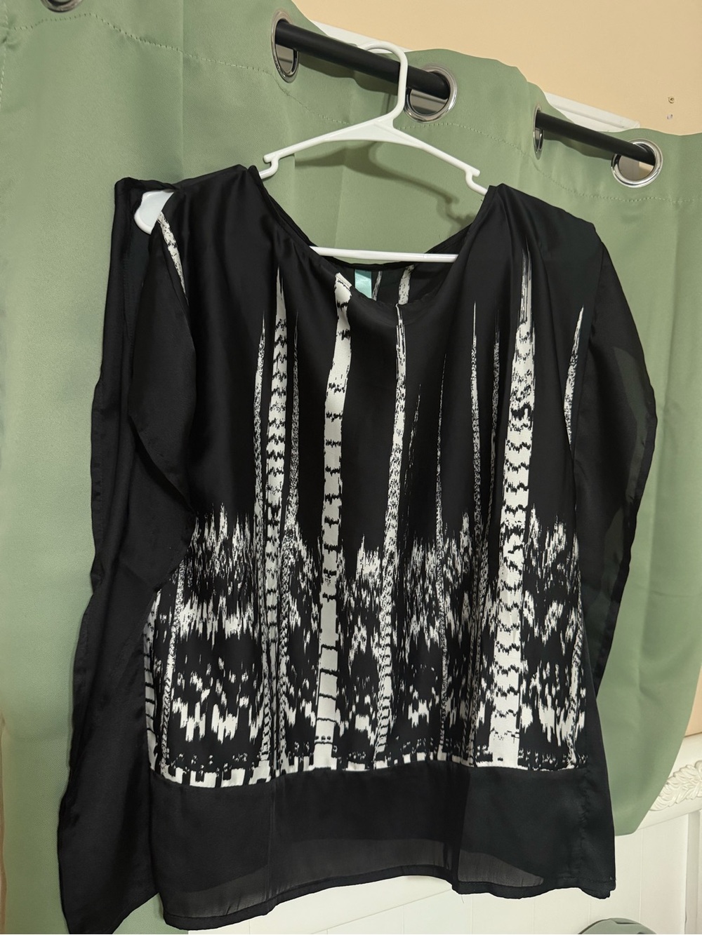 Women's Black & White Printed Sheer Blouse - Versatile Top